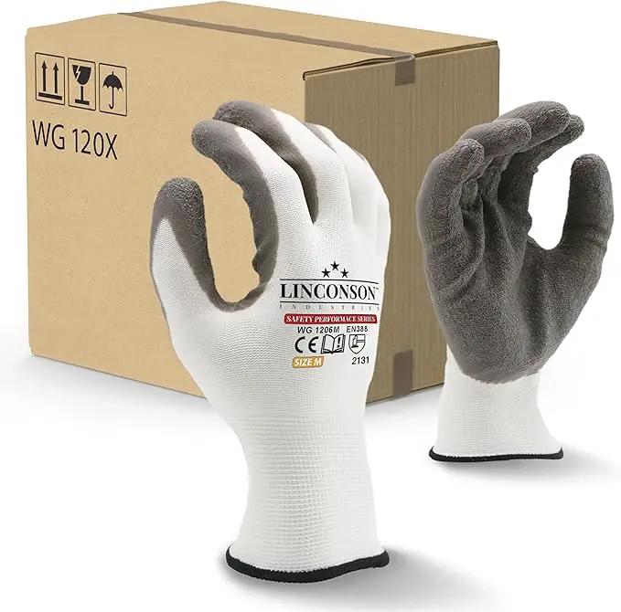 linconson 12 Pack Safety Performance Series Construction Mechanics Wrinkle Latex Work Gloves by GreenHaven Gardens