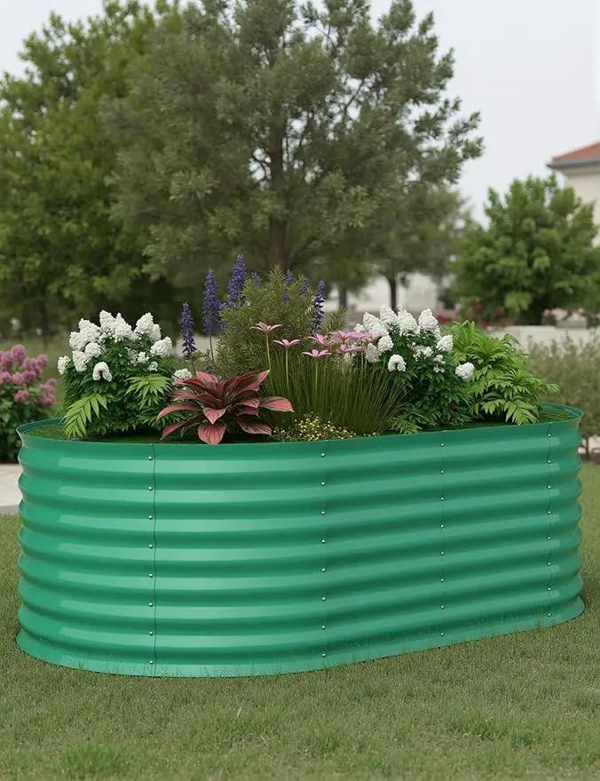 6x3x2 ft Raised Garden Bed,Galvanized Raised Planter Boxes Outdoor with Easy Assembly, Large Garden Bed for Vegetables, Fruits, Flower,Raised Garden Bed,Green by GreenHaven Gardens