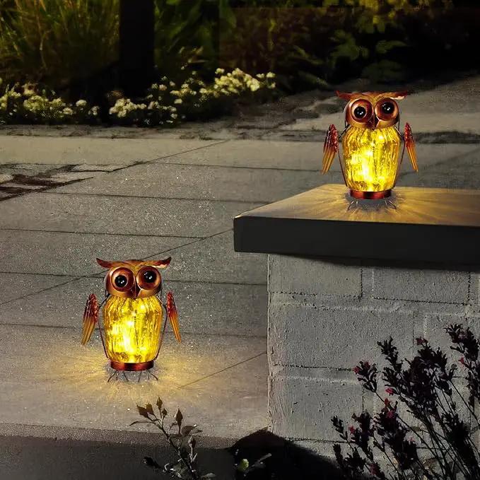 2 Pack Hanging Solar Lantern, Owl Solar Lanterns Outdoor Waterproof LED Glass Jar Lights for Garden Yard Tree Table Xmas Metal Decoration Lanterns by GreenHaven Gardens
