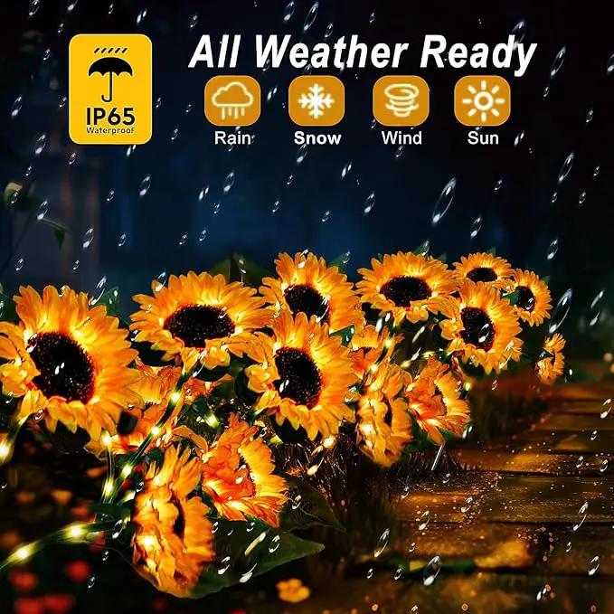 Flumy 2 Pack Solar Firefly Lights + 3 Pack Sunflowers Lights for Yard, Patio, Pathway, Lawn, Walkway, Camping, Pool by GreenHaven Gardens