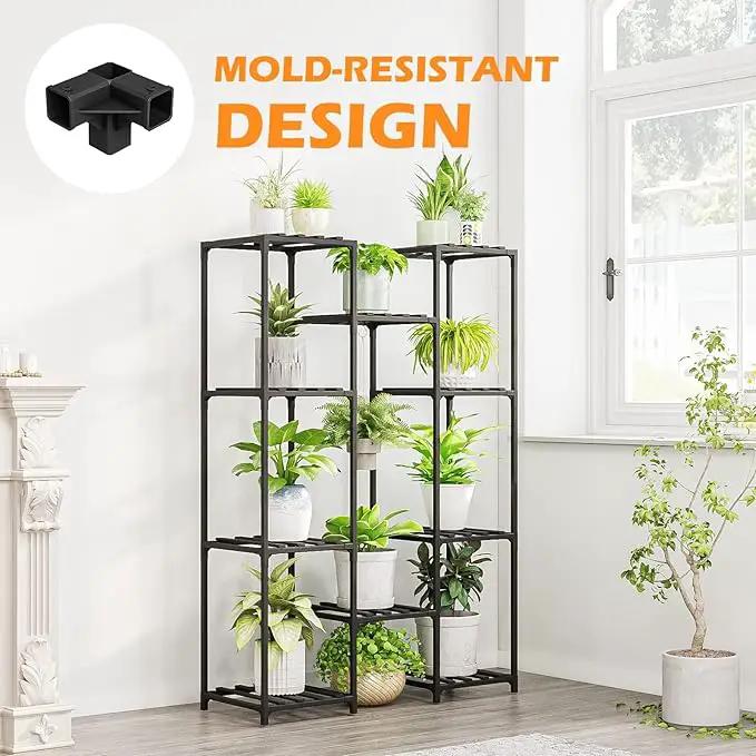 Bamworld Black Plant Stand Indoor Bamboo Hanging Plants Shelf for Multiple Plants Tall Large Holder for Living Room, Patio, Balcony, Garden by GreenHaven Gardens
