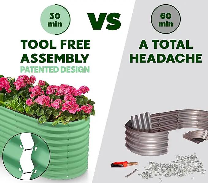 Galvanized Raised Garden Beds Outdoor // 4×2×2 ft Planter Raised Beds for Gardening, Vegetables, Flowers // Large Metal Garden Box (Light Green) // Patented Tool-Free Design by GreenHaven Gardens