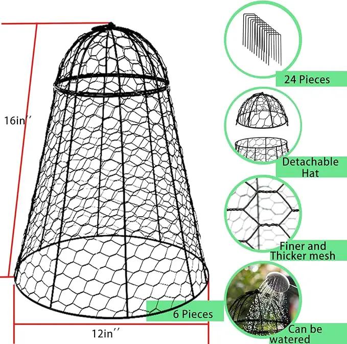 Garden Cloches for Plants Extra Large Sapbontchi Garden Cloche Chicken Wire Cloche for Plants Cages Cover Plant Protectors from Animals in Outdoor Vegetable Garden Set of 6 Plant Cloche 20" H x 12" D by GreenHaven Gardens