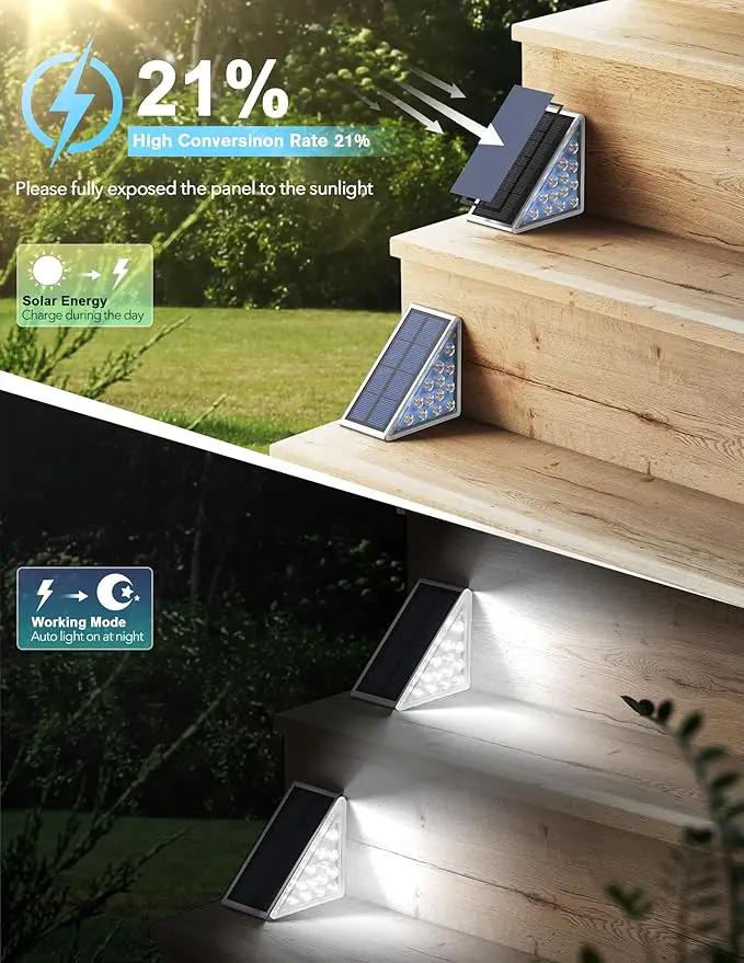 LED Solar Step Lights Stair Light Solar Deck Lights IP67 Solar Decoration Lights for Yard, Patio, Garden, Walkways, Front Door, Pathway, Driveway, Porch 6PK by GreenHaven Gardens