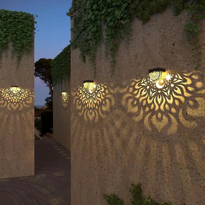 Solar Fence Lights 6 Pack Solar Deck Lights Waterproof LED Powered Step Wall Lanterns Outdoor Decorations Warm Yellow Decorative Lighting for Garden Backyard (Black) by GreenHaven Gardens