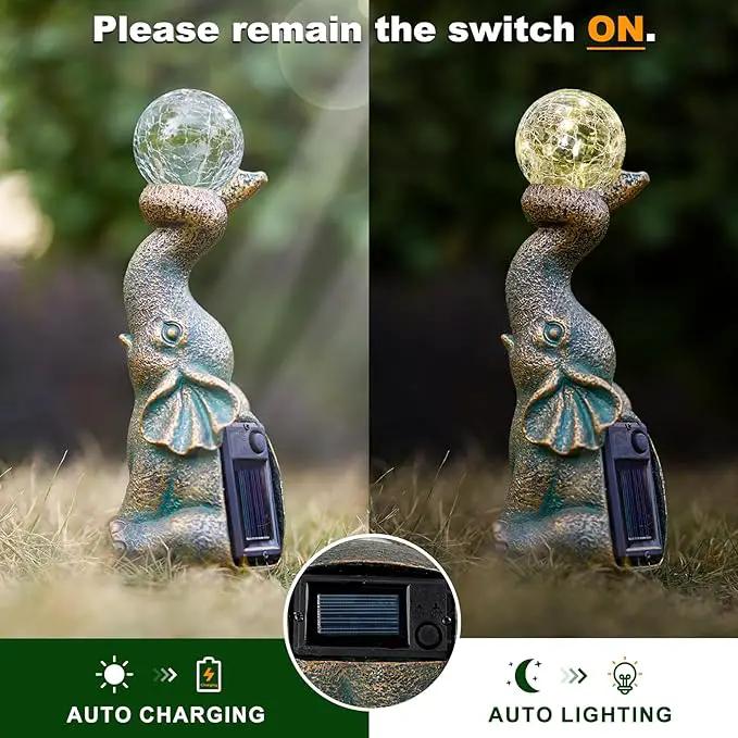 MININOVA Solar Elephant Garden Decor Statues & Sculptures for Outside, Outdoor Figurine Lights for Patio, Yard, Balcony, Unique Housewarming Ornament by GreenHaven Gardens