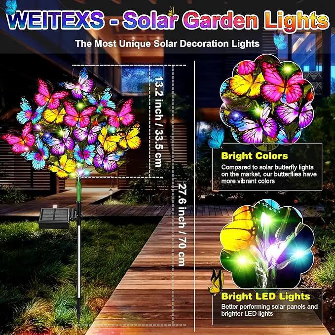 Solar Garden Lights Outdoor Waterproof Solar Lights 2 Pack with New Upgraded 72 LED 34 Butterfly Outdoor Solar Lights for Yard Outside Garden Pathway Decor Gifts for Womens Mother's Day by GreenHaven Gardens