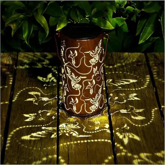 Solar Lanterns Outdoor Hanging Hummingbird Decor Lantern,Waterproof Hollow Out Metal Decorative Garden Light,Graceful Decoration for Patio,Yard,Landscape,Walkway,Festival by GreenHaven Gardens