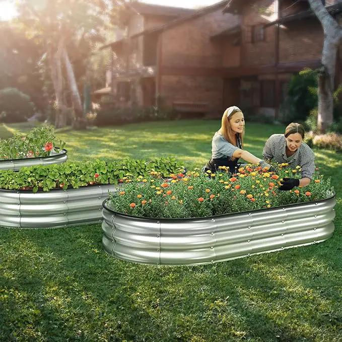 Raised Garden Bed Kit, 6x3x1 ft Galvanized Planter Box Outdoor with Safety Edging, Large Metal Raised Beds for Gardening Vegetables Flower Herb (Silver) by GreenHaven Gardens