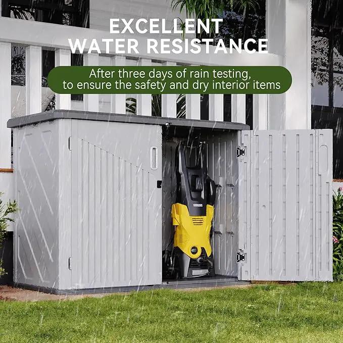 Aoxun White Outdoor Storage Cabinet with 2 Shelves, 35 Cu.Ft Trash Can Storage Shed, Waterproof, Horizontal Storage for Garbage Bin, Generator, Lawn Mower by GreenHaven Gardens