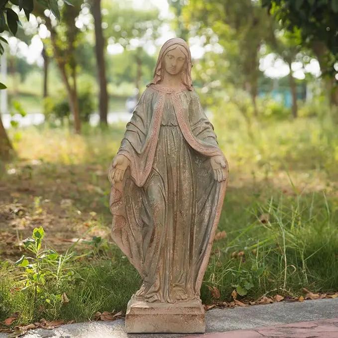 Virgin Mary Garden Statue Outdoor H31” Blessed Catholic Saint Mother of God Large Holy Madonna Resin Religious Sculpture Yard Outside Lawn Tall Praying St Mama Marian Big Painted Lady Magdalene by GreenHaven Gardens