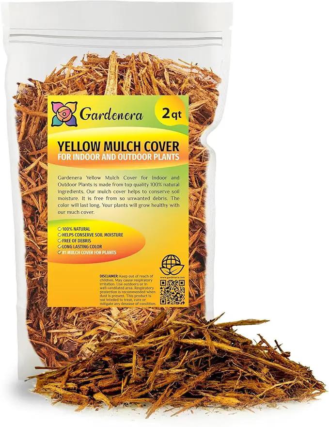 Organic Yellow Mulch by Gardenera - Enhance Soil Health and Plant Vitality - 2 QUARTS by GreenHaven Gardens