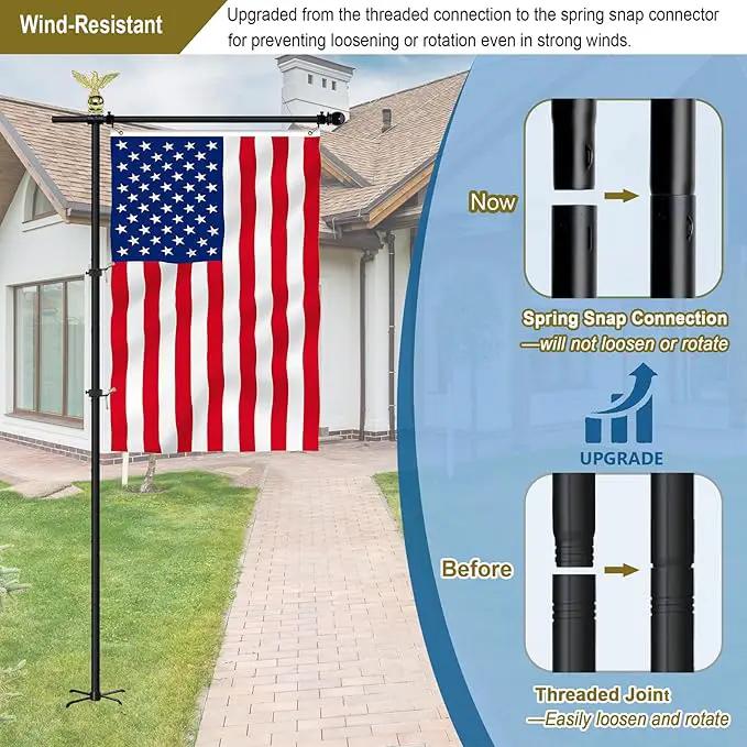 10FT Garden Flag Pole Stand for 3x5 Feet & 28x40 Inch Flags – Heavy Duty Freestanding Flagpole with 5-Prong Base – Adjustable, Lightweight Aluminum Flag Holder for Yard, Outdoor, Lawn – Black by GreenHaven Gardens