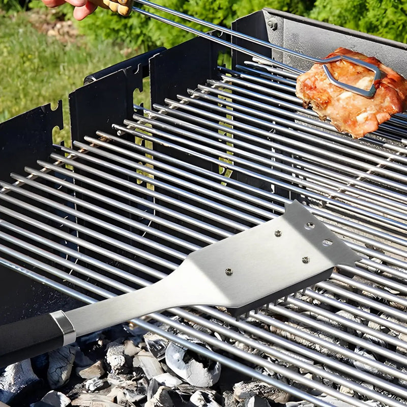 Supernal Pro Grill Master Kit -6pc Heavy Duty Stainless Steel BBQ Tools Set with Anti-Slip Handles|Commercial-Grade Spatula,Grill Brush,Basting Brush,Chef's Knife & More|Gift for Dad's Outdoor Cooking by GreenHaven Gardens