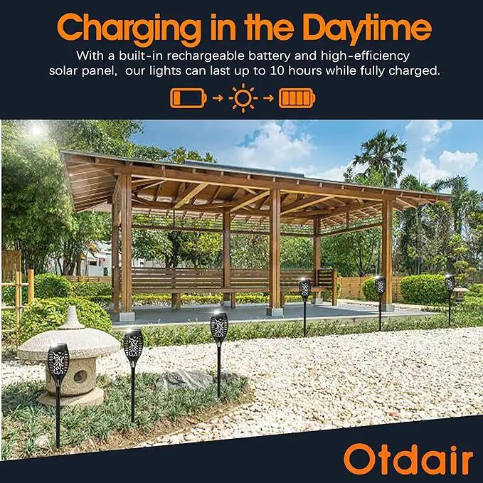 Otdair Solar Outdoor Lights, 12 Pack 12LED Solar Tiki Torches with Flickering Flame, IP65 Waterproof Mini Solar Torch Lights Auto On/Off for Garden, Patio, Yard, Pathway by GreenHaven Gardens