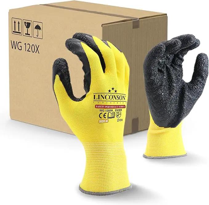 linconson 12 Pack Safety Performance Series Construction Mechanics Wrinkle Latex Work Gloves by GreenHaven Gardens