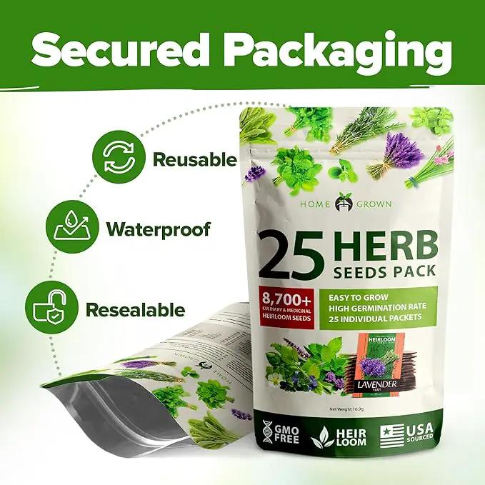 HOME GROWN 25 Herb Seeds for Planting 8,700+ Non-GMO Heirloom Seeds | Extra Large Variety Pack Herb Kit – Indoor Outdoor & Hydroponic | Culinary Seed Set | Grow Your Own Herbs | Gardening Gift by GreenHaven Gardens