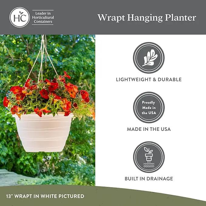 The HC Companies Wrapt Hanging Planters - Lightweight Plant Pot Hanger for Hanging Plants, Vegetables & Herbs - Outdoor & Indoor Hanging Basket for Plants (11" Pepperstone, Pack of 2) by GreenHaven Gardens