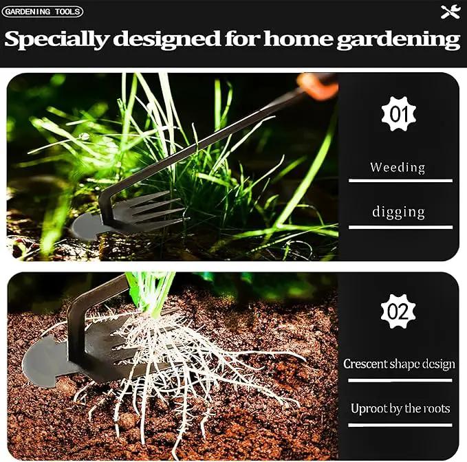 Weed Puller Tool-Weeding Artifact Uprooting Weeding Tool | 2024 Enhanced Weed Remover tool | 4-Tine Stainless Steel Weeder Tool,Multi Function Garden Tools fro Efficient Weed Extraction (1, upgrade) by GreenHaven Gardens