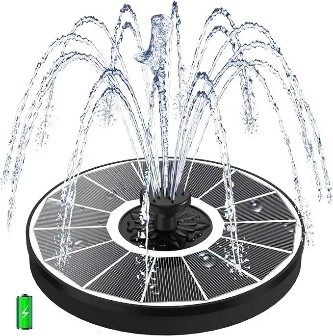 Solar Fountain Pump with 2000 mAh Battery Backup Works in Shade, 3.5 W Glass Solar Powered Water Fountain with 7 Nozzles, Floating Solar Fountain for BirdBath, Garden, Outdoor, Patio-White by GreenHaven Gardens