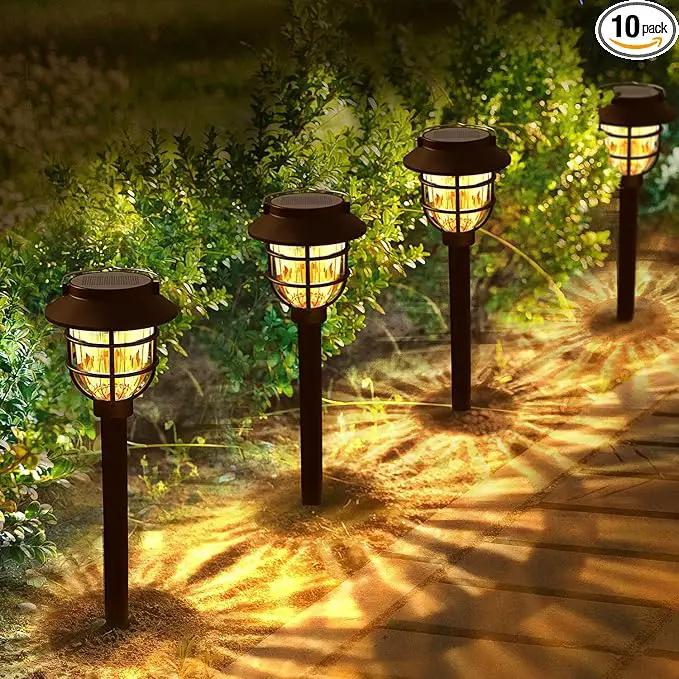 10 Pack Solar Pathway Lights Outdoor - Bright Solar Powered Garden Lights with 3000K Warm LED, Auto On/Off Waterproof Path Lights Decorative, Landscape Lighting for Yard Patio Walkway Driveway by GreenHaven Gardens
