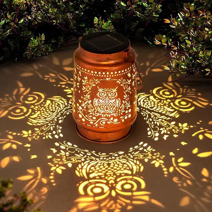 Solar Lanterns Outdoor Garden Decor, Gifts for Women, Mom, Grandma, Birthday, Thanksgiving, Decorative Waterproof Hanging Metal LED Light for Yard, Patio, Lawn, Landscape, Backyard (Owl) by GreenHaven Gardens