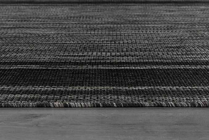 Beverly Rug Large Outdoor Rug 9x12 Modern Bordered Area Rugs for Indoor and Outdoor Patio Deck Porch Garden Waterproof Weather Sun Resistant Washable Outside Carpet (9 x 12 Black) by GreenHaven Gardens