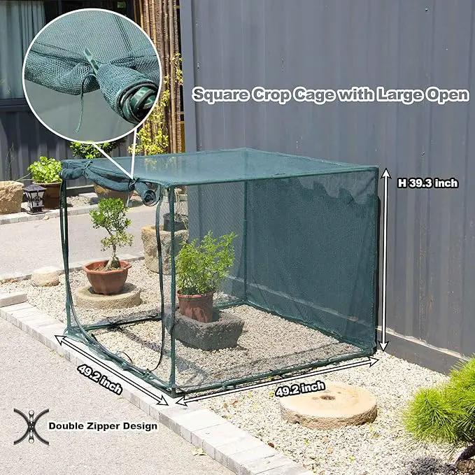 Square 4'x4' Netting Cover 3.3FT Tall Crop Cage Pest Guard Cover for Vegetables Fruits Durable Plant Garden Net with 4 Stakes by GreenHaven Gardens