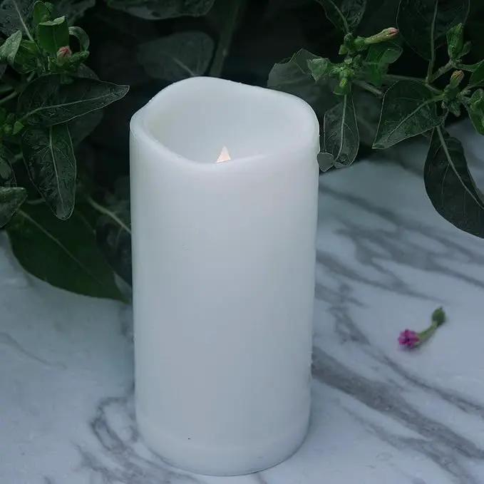 CANDLE CHOICE Waterproof Outdoor Battery Operated Flameless Candles Remote Timer White Plastic Realistic Flickering Fake Electric LED Pillars Lantern Garden Wedding Christmas Decorations 3”x6” 6 Pack by GreenHaven Gardens