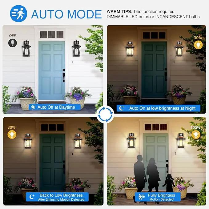 VIANIS Motion Sensor Outdoor Lighting, Outdoor Wall Lights Wall Mount with Clear Glass, Black Dusk to Dawn Garage Light Sconce, Waterproof Exterior Lights for House, Brightness Distance Adjustable by GreenHaven Gardens