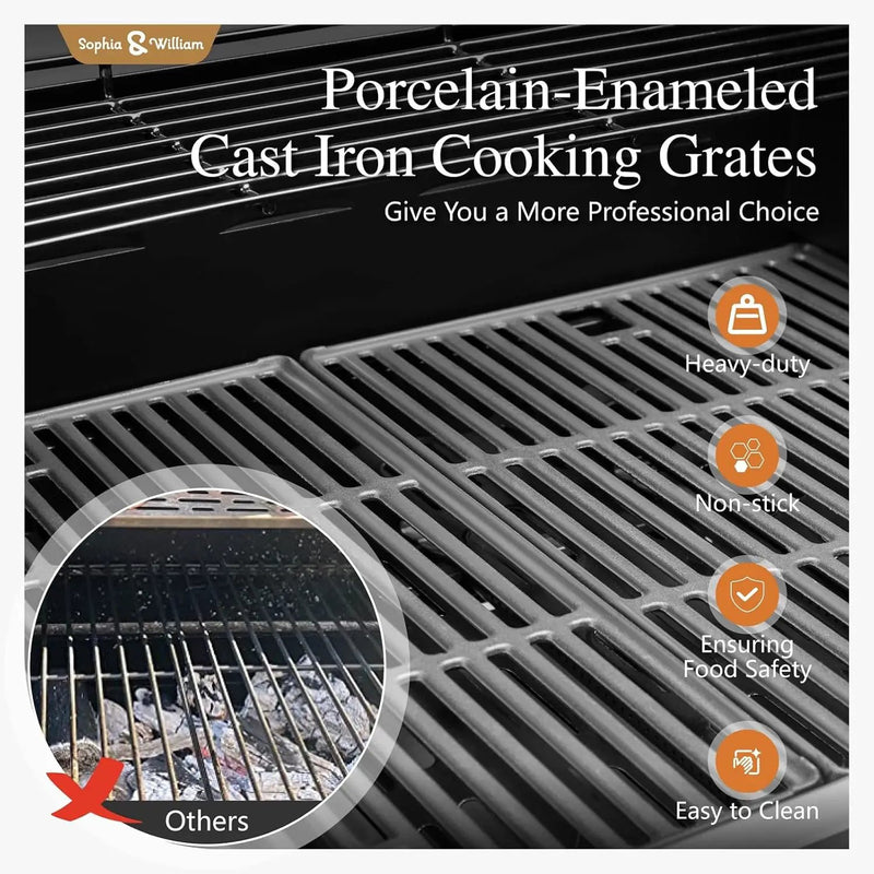 Sophia & William 4-Burner Gas BBQ Grill with Side Burner and Porcelain-Enameled Cast Iron Grates, 42,000BTU Propane Grills Outdoor Cooking Barbecue Cabinet Style, Blue by GreenHaven Gardens