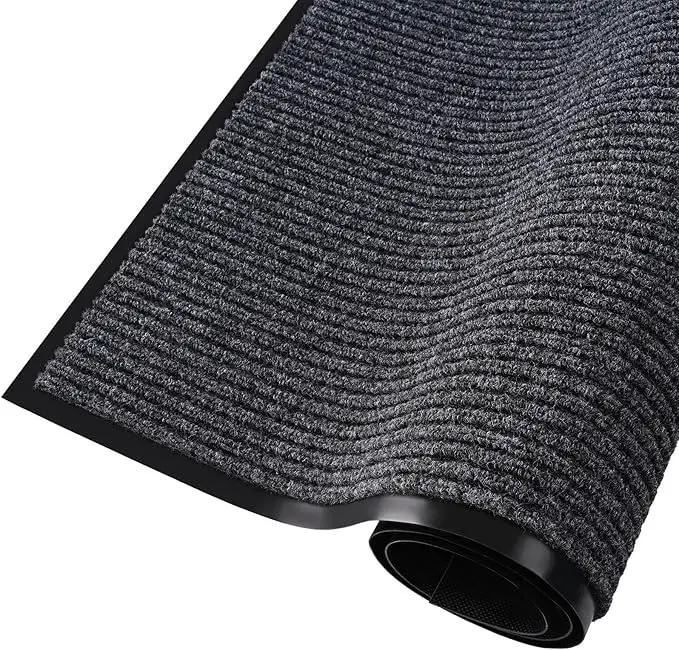 Low Profile Rubber Door Mat, 60x35inch, Heavy Duty, Durable Doormat, Indoor and Outdoor, Waterproof, Easy Clean Shoe Scraper, Home Rug Welcome Mats for Entryway, Patio, Porch, Grey by GreenHaven Gardens