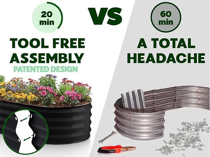 Galvanized Raised Garden Beds Outdoor // 4×2×1 ft (2-Pack) Planter Raised Beds for Gardening, Vegetables, Flowers // Large Metal Garden Box // Patented Tool-Free Design (Black) by GreenHaven Gardens