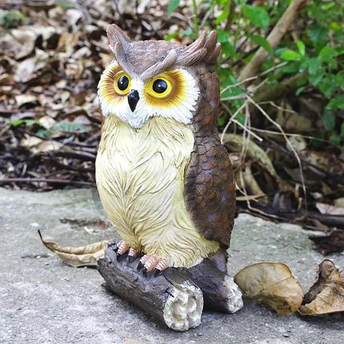 Outdoor Resin Owl Garden Statues, Figurine Sculpture-Owl Perched on Branch, Owl Decoration for Porch, Patio, Lawn, Yard, Whimsical Owl Table Bookshelf Ornament Accessories, Garden by GreenHaven Gardens