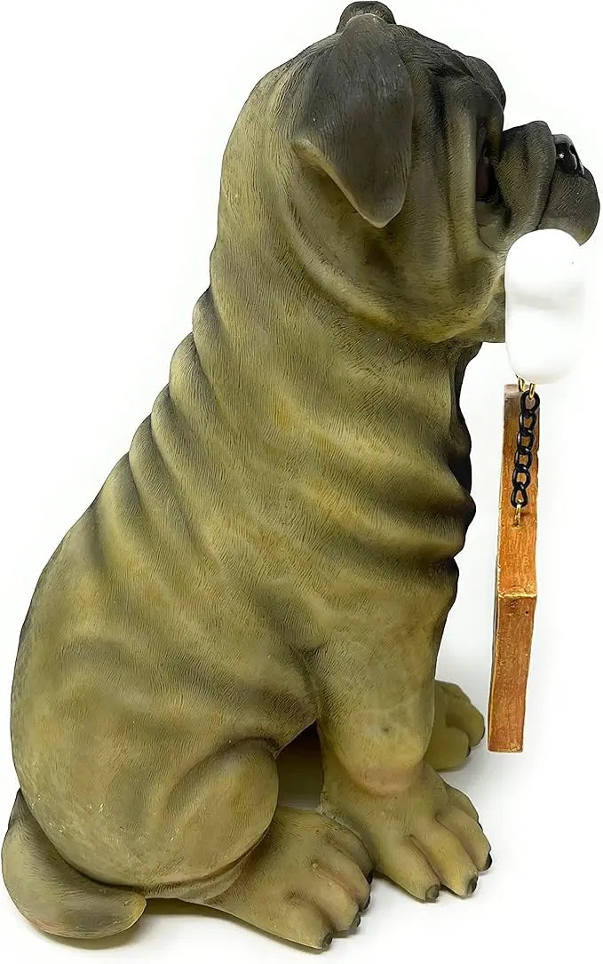 Nature's Mark Pug Dog Puppy Statue with Reversible Welcome Sign and Go Away Sign Resin Garden Decor 12" H by GreenHaven Gardens