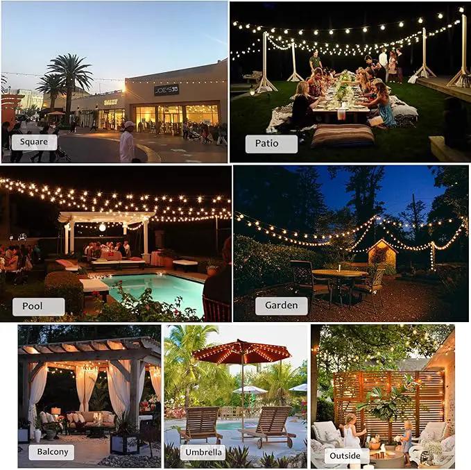 Outdoor String Lights 100FT Globe String Lights with 52 Dimmable G40 Shatterproof LED Bulbs,Waterproof Connectable Patio Light String Lights for Backyard Hanging Lights,2700K Warm Glow by GreenHaven Gardens