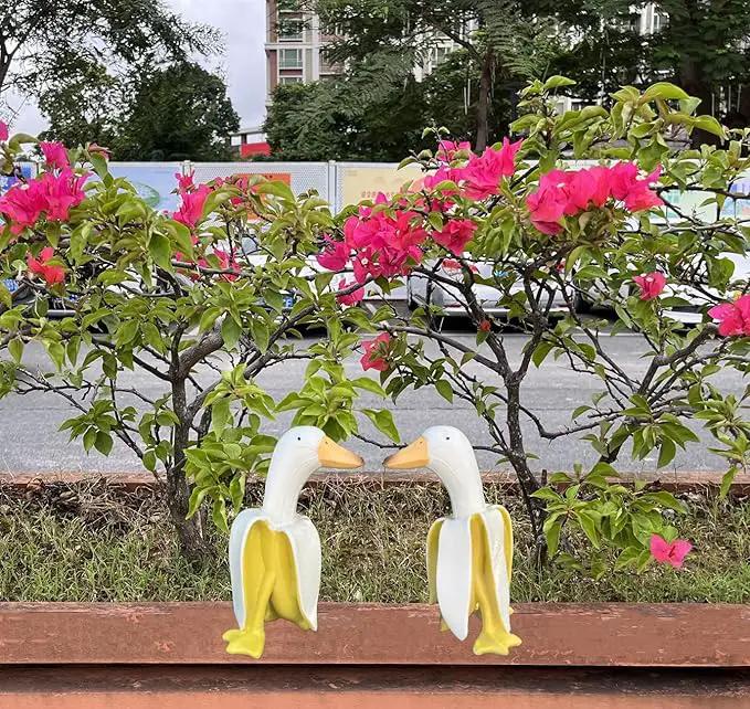 Tellme 2 PCS Banana Duck Statues, Creative Whimsical Garden Art Resin Gnome Sculptures, Outdoor Personalized Decors, Cute Banana Ornaments for Yard, Porch, Office, Home, Funny Housewarming Gifts. by GreenHaven Gardens