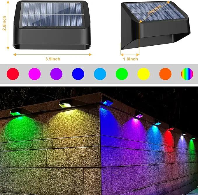 Brighter Solar Fence Lights 18 Pack, RGB 8 Colors, Dusk to Dawn Deck Light, Fence Solar Lights Outdoor IP65 Waterproof, Solar Outdoor Lights for Backyard/Railing/Wall/Step/Patio by GreenHaven Gardens