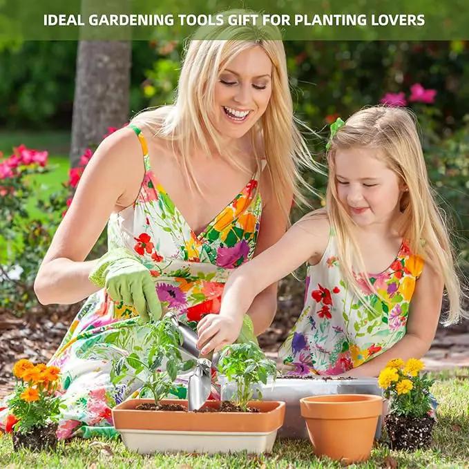 Garden Tool Set 12 Pieces Gardening Tools Stainless Steel Heavy Duty, Outdoor Hand Tools with Floral Organizer Handbag, Succulent Tools,Gardening Gifts for Women Men Beginners by GreenHaven Gardens