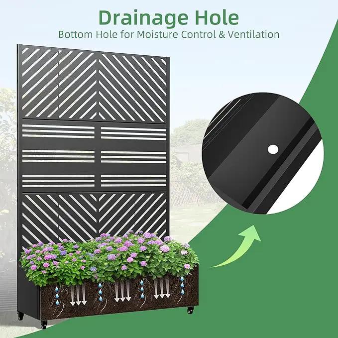 Casaphoria Metal Raised Garden Bed with Trellis and Wheels, 72"x47"x16" Planter Box for Climbing Plants, Vegetables & Vines, Features Drainage Holes and Privacy Screen, Black(Parallel&Harold) by GreenHaven Gardens