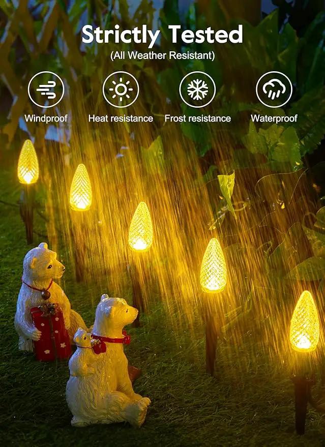 Brightown Strawberry C9 Christmas String Lights Outdoor - 25.7 Feet 20 LED Pathway Lights, Connectable C9 Walkway, Waterproof Outdoor Decoration for Lawn Outside, Warm White by GreenHaven Gardens