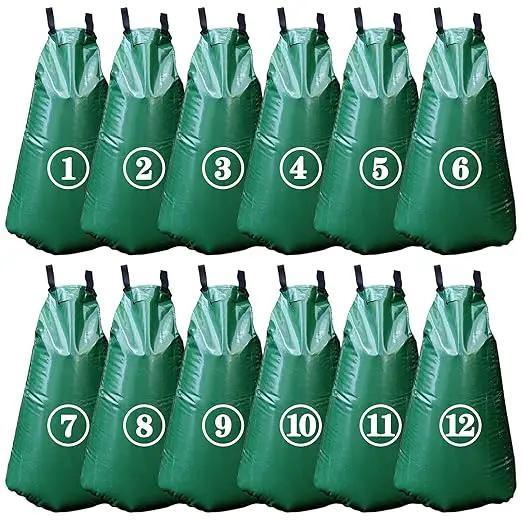 12 Pack 20 Gallon Tree Watering Bags, Reusable, Heavy Duty and Slow Release Gator Bags for Trees, Premium PVC Plant Drip Irrigation Bags,5-8 Hours Releasing Time by GreenHaven Gardens