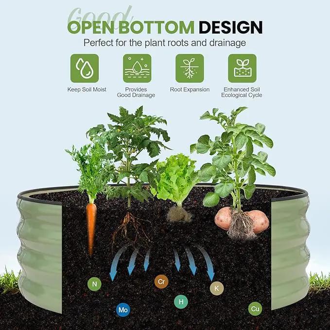 G GOOD GAIN Round Raised Garden Bed - 2Pcs 3x3x1ft Galvanized Steel Planter Boxes Outdoor with Rubber Edge Trim | Metal Raised Beds for Gardening Vegetables Flowers Fruits Herbs (Olive Green) by GreenHaven Gardens