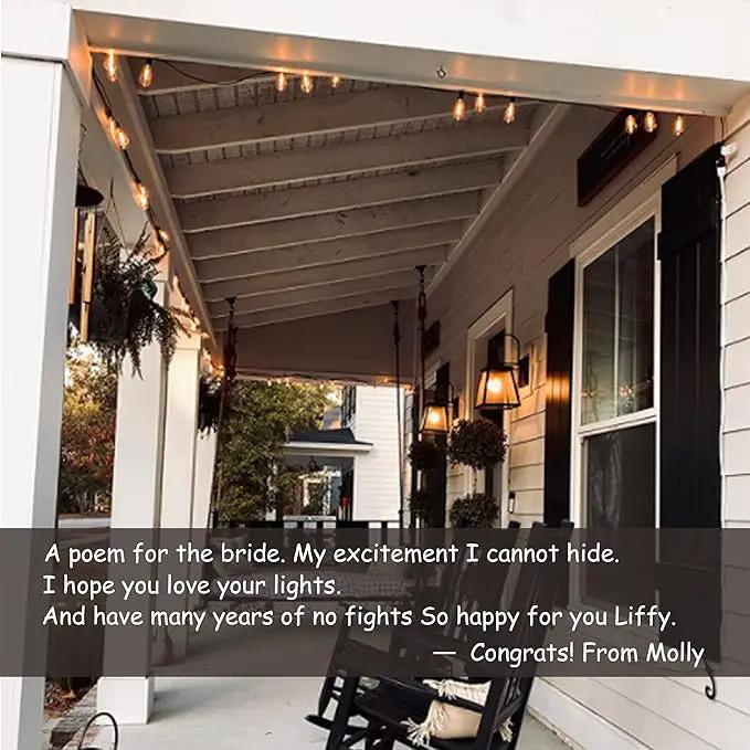 Outdoor String Lights 50FT Waterproof,LED Patio Lights Dimmable with 27 Bright Shatterproof Retro Bulbs,Vintage Edison String Hanging Lights for Outside Bistro,Backyard,Balcony,White Cable by GreenHaven Gardens
