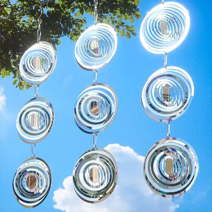 Factee Bird Deterrents for Outside, Reflective 3D Stainless Steel Wind Spinners, Garden Decor, Bird Scare Devices to Keep Woodpeckers, Pigeons Away from Your House, Patio, Orchards1 by GreenHaven Gardens