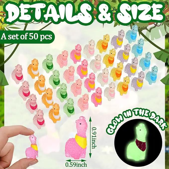 Poen 50 Pcs Resin Miniature Alpaca Figurines Glow in Dark Luminous Mini Animals Alpaca Llama for Garden Landscape Aquarium Dollhouse Decor(Cute Style)