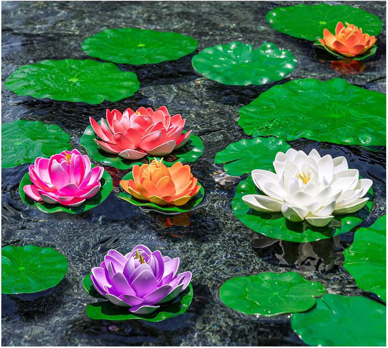20Pcs Floating Lily Pads for Ponds, Fake Lily Pads, Artificial Lotus Leaves Decorative, 6pcs 8.3in and 6pcs 7in and 8pcs 4in (Total 20pcs) by GreenHaven Gardens