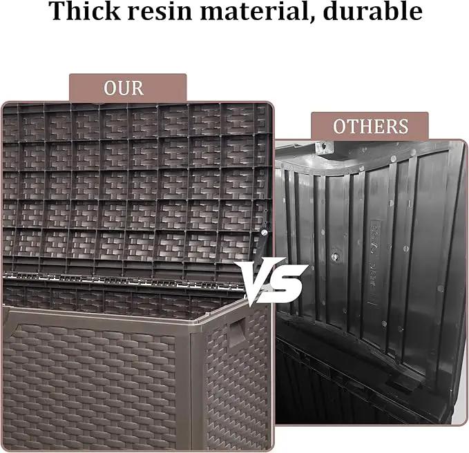 80 Plus Gallon Outdoor Storage Box, Waterproof Resin Deck Box Outdoor Storage Bin for Patio, Poolside, and Garden, Lockable & UV-Resistant, Ideal for Small Spaces, Brown by GreenHaven Gardens