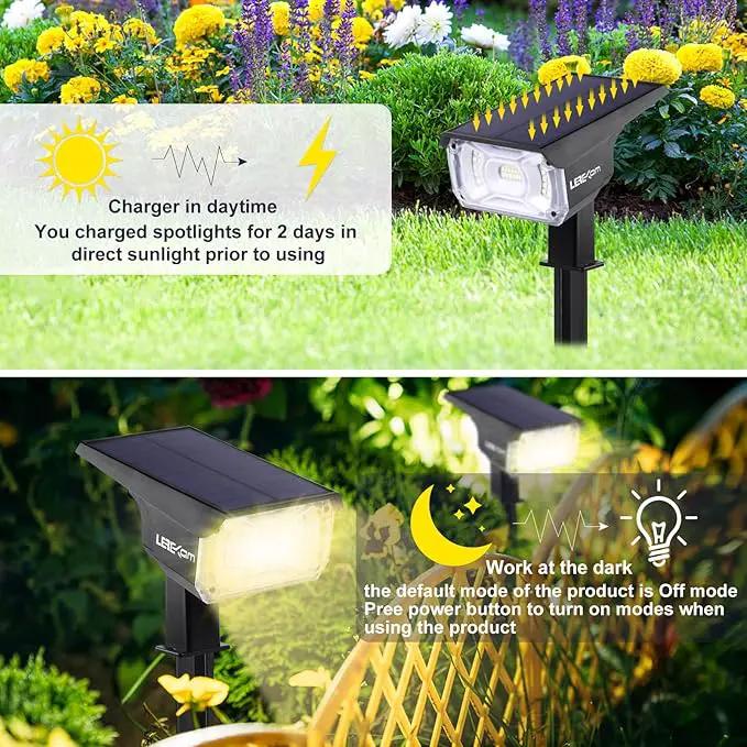 40 LEDs Spotlights,IP65 Waterproof Solar Powered Landscape Spotlights 2-in-1 Wall Light, Outdoor Landscaping Lights Auto On/Off for Yard Garden 2Pack Warm-White by GreenHaven Gardens