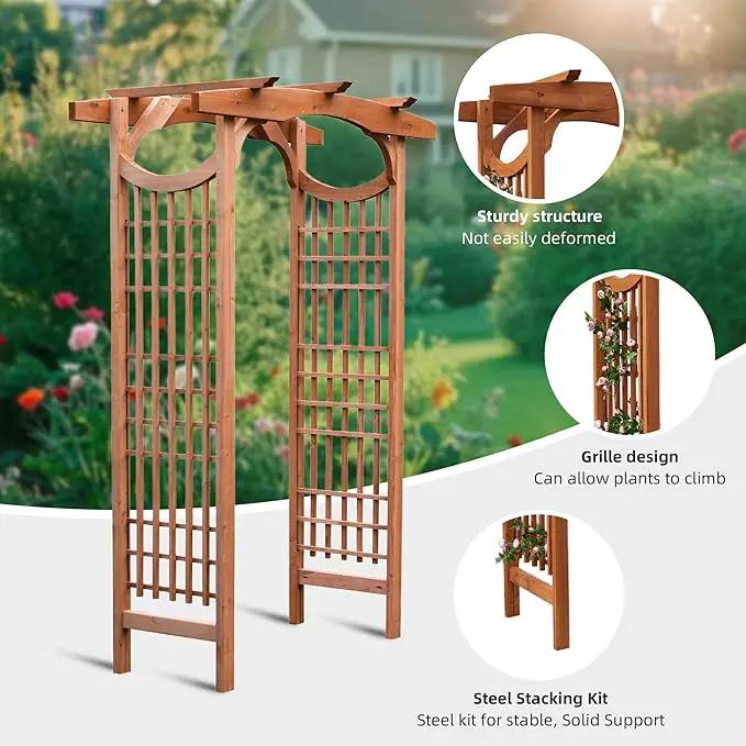 Solid Fir Wooden Garden Arch Premium Outdoor Trellis for Climbing Plants, 83.12”H×59”W×29.75’’D, Also can be Used for Wedding and Party Decoration by GreenHaven Gardens